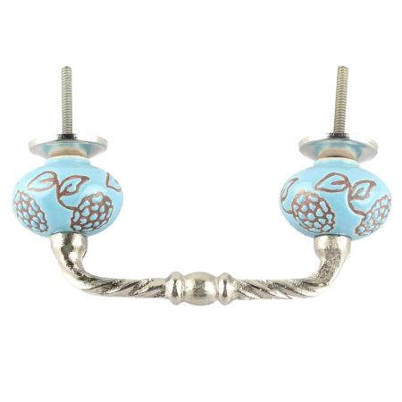 Turquoise Marigold Etched Ceramic Cut Bridge Handle Online